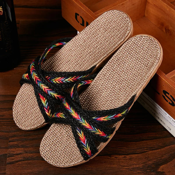 Handwoven Flax Slides With Bamboo Fiber