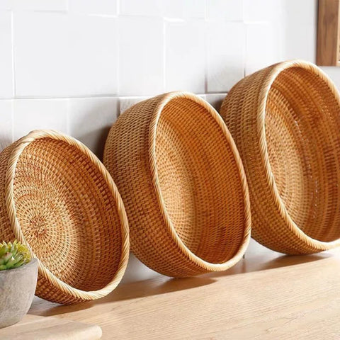 Handwoven Rattan Wicker Food Baskets