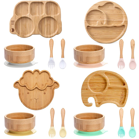 4pcs Bamboo Tableware Set