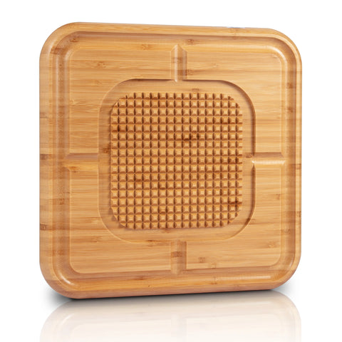 1.5 Inch Thick Carving Cutting Board, Large Turkey Bamboo Board with Juice Groove, Kitchen Wood Chopping Board with Spikes