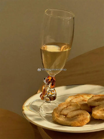 Wine/Champagne Goblet With Crystal Dog