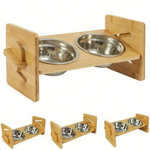 Bamboo Feeding Station for Pets