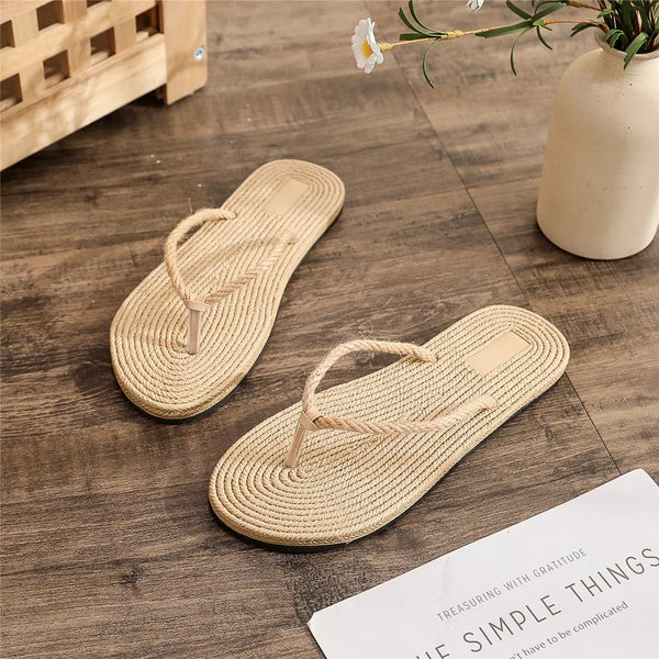 Woven Straw Flip-Flops