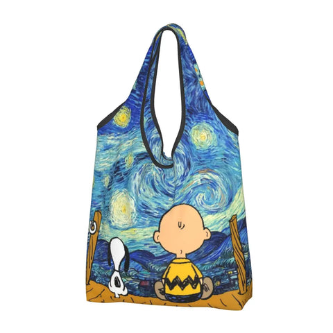 Peanuts-Themed Cotton/Linen Waterproof Tote Bags