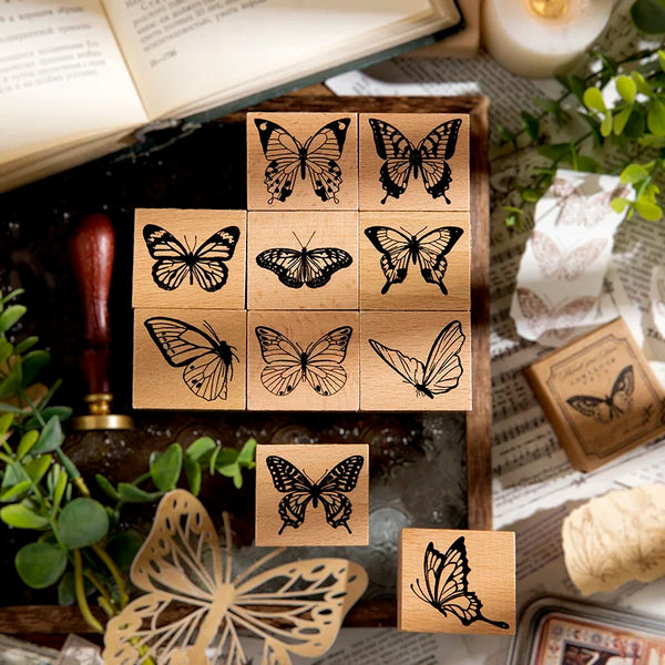 Vintage Butterfly Wooden Stamps