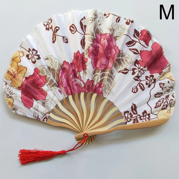 Asian Retro Hand Fan - Bamboo and Silk Fabric