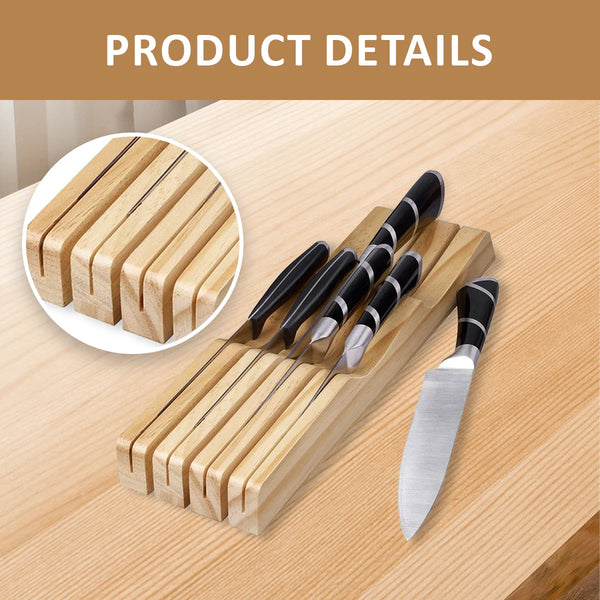 Kitchen Drawer Bamboo Knife Rack Organizer