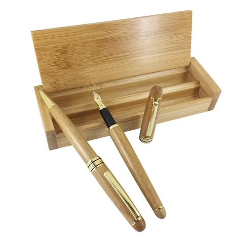 Bamboo Ballpoint Pen & Fountain Pen Set