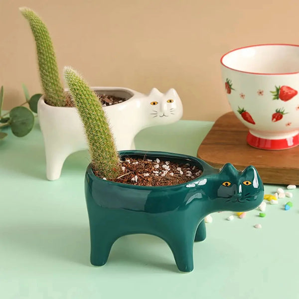 Ceramic Cat - Miniature Planter