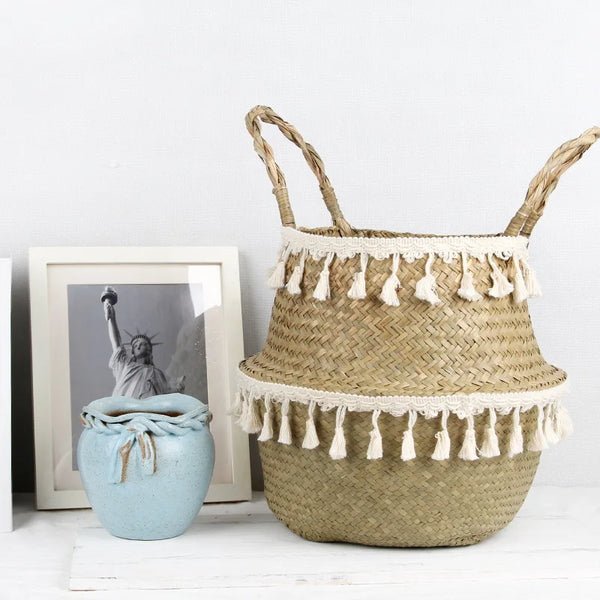 Wicker Rattan Basket With Handles