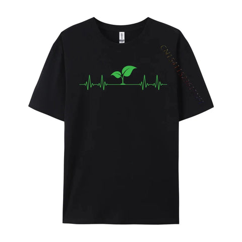 Green Plant & Heartbeat T-Shirt - Vegan Lifestyles