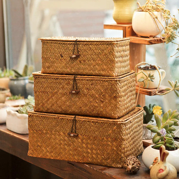 Handwoven Rattan Wicker Storage Chests