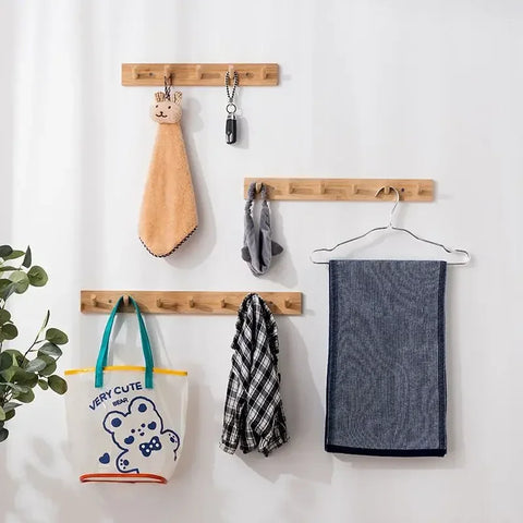 Bamboo Coat Rack with Hooks