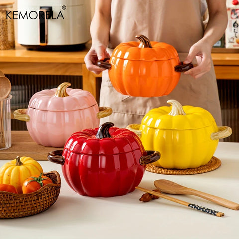 50oz Ceramic Pumpkin Pot With Matching Lid