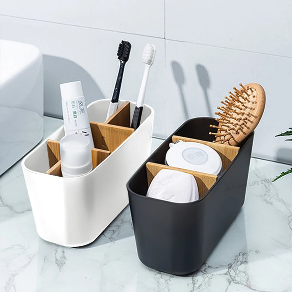 Bamboo Toothbrush Holder & Storage Organizer