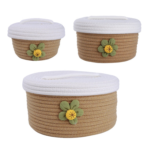 Handwoven Cotton Rope Baskets - 3pc Set